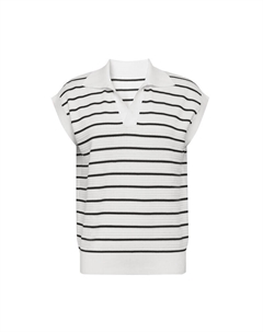 Вязаный жилет без рукавов в полоску, белый Deep breath