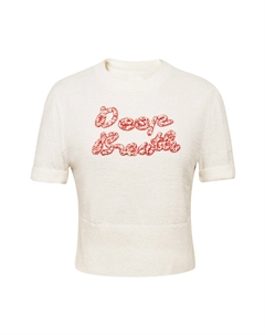 Свитер с вышившкой бисером, белый Deep breath