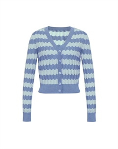 Кардиган вязаный с волнистой отделкой, зеленый Deep breath