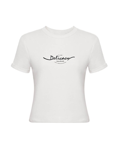 Футболка женская с вышитыми буквами, белый Deep breath