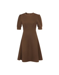 Женское свободное платье с пышными рукавами, коричневый Deep breath