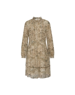 Платье в китайском стиле с шелковым принтом, хаки Deep breath