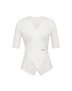 Свитер с неровным краем и поперечным вырезом, хаки Deep breath