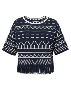 Свитер с кисточками, темно-синий Deep breath