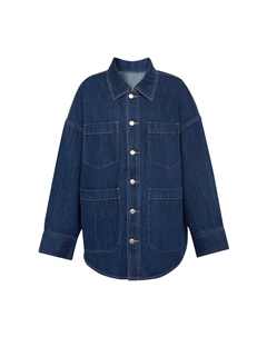 Повседневная джинсовая куртка средней длины с лацканами, синий Deep breath