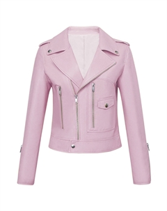 Короткая женская куртка из натуральной кожи из овчины, черный Deep breath