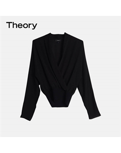 Рубашка женская с V-образным вырезом и поясом, черный Theory