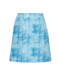 Короткая юбка с простым принтом, синий Deep breath
