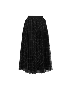 Плиссированная газовая юбка средней длины, черный Deep breath