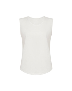 Однотонная футболка без рукавов с изогнутым краем, белый Deep breath