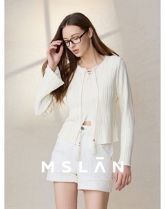 Пуловер осенний с V-образным вырезом, миндальный Mslan