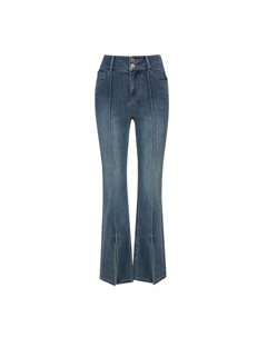 Повседневные джинсы с разрезом спереди, синий Deep breath