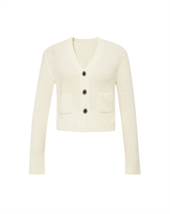 Карманный вязаный кардиган короткий, белый Deep breath