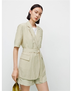 Пиджак льняной Mall с половиной рукавов, зеленый Mai meng