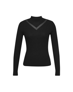 Свитер женский с длинными рукавами и воротником-стойкой, черный Deep breath