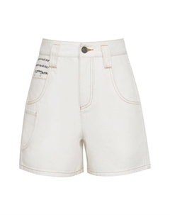 Женские джинсовые шорты прямого кроя с большими карманами, белый Deep breath