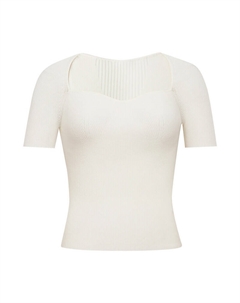 Свитер с квадратным вырезом в форме сердца, белый Deep breath