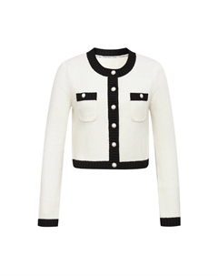 Короткий кардиган из чистой шерсти с длинными рукавами, черный Deep breath