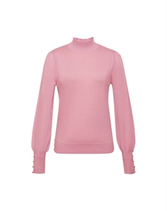 Женский шерстяной свитер со средним высоким воротником и пышными рукавами, овес Deep breath