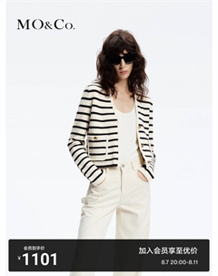 Свитер короткий с V-образным вырезом, синий / белый Moco