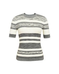 Свитер шерстяной в красочную полоску, серый Deep breath