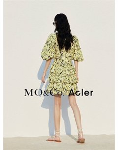 Дизайнерское платье Acler с пышными рукавами и цветочным принтом, черный Moco