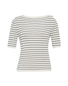 Вязаный топ с жемчужными пуговицами, абрикосовый с черными полосками Deep breath