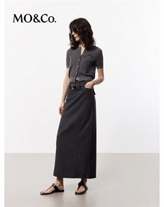 Юбка двусторонняя 2024 с прямым разрезом, черный / серый Moco