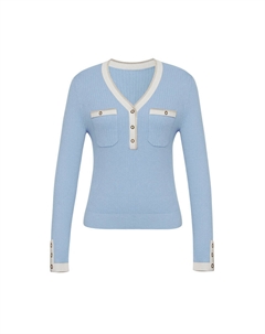 Свитер вязаный, голубой Deep breath