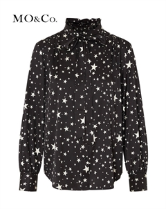 Рубашка с принтом звезд, белый / черный Moco