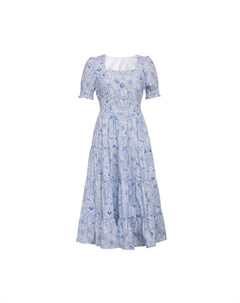 Женское платье с квадратным вырезом и пышными рукавами в клетку, плед Deep breath