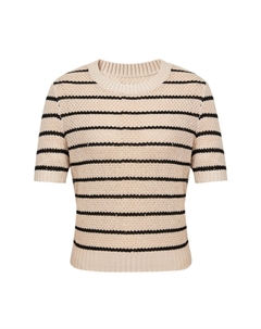 Свитер-полосатый с короткими рукавами, белый Deep breath