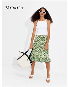 Юбка плиссированная с высокой талией и цветочным принтом, зеленый / желтый Moco