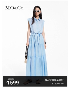 Платье в полоску Moanke с высокой талией, синий / белый Moco