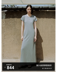 Платье-футболка Moanke 2024 с боковыми разрезами, серый Moco