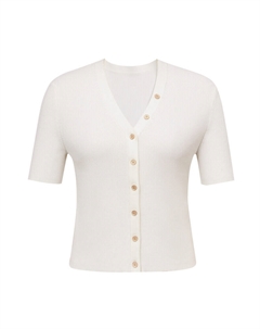 Вязаный кардиган с короткими рукавами и металлическими пуговицами, карамель Deep breath