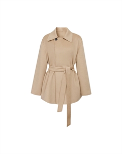 Двустороннее шерстяное пальто с поясом, бежевый Deep breath