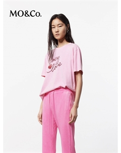 Футболка 2024 с короткими рукавами и принтом, розовый Moco