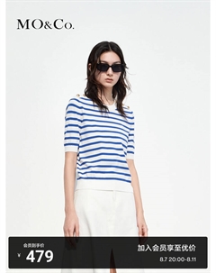 Свитер короткий Moanko полосатый, белый / черный Moco