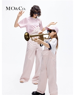 Джинсовый комбинезон с высокой талией, серо-розовый Moco