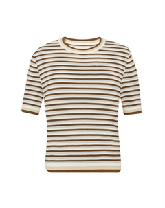 Пуловер полосатый с короткими рукавами, бежевый Deep breath