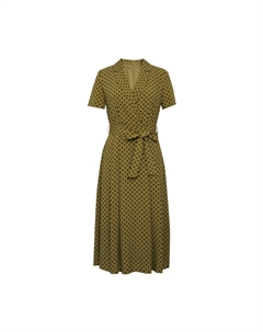 Платье-рубашка в горошек, черный / зеленый Deep breath