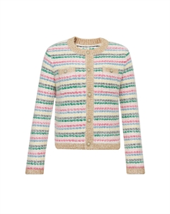 Кардиган в полоску с золотыми и серебряными пуговицами, цветные полосы Deep breath