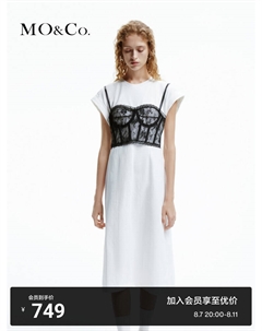 Платье-футболка 2024 с кружевным бюстгальтером, черный Moco