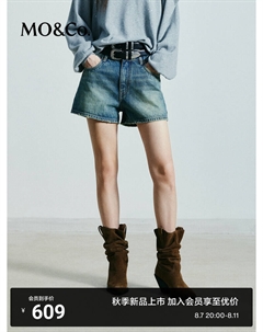 Джинсовые шорты с заниженной талией и потертостями, синий Moco