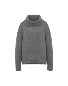 Вязаный свитер из шерсти и кашемира с высоким воротником, серый Deep breath