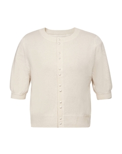 Кашемировый вязаный кардиган с жемчужными пуговицами и средними рукавами, серый Deep breath