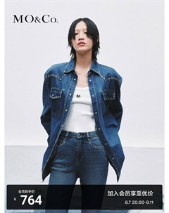 Джинсовая куртка с широкими плечами на кнопках, черный Moco