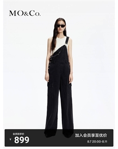 Комбинезон джинсовый 2024 с карманами и высокой талией, черный Moco