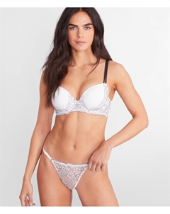 Женские регулируемые кружевные стринги, цвет White / Black Camio mio